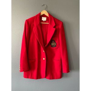 Field Manor Red Crest Blazer Vintage jacket sz 6